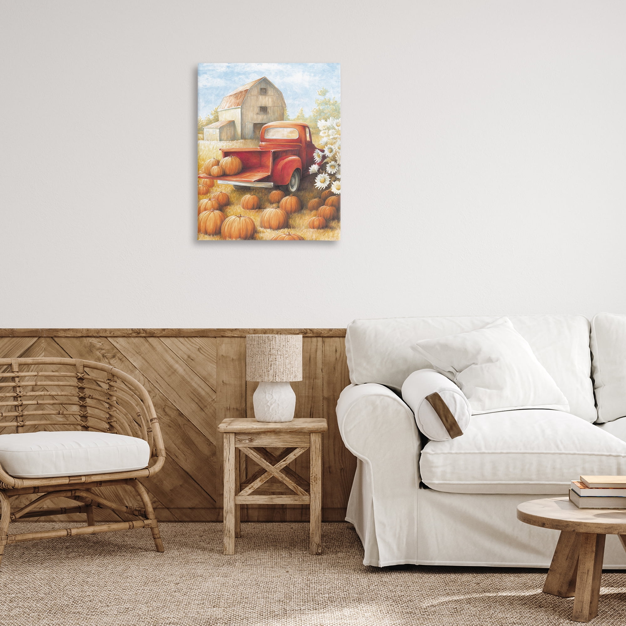 Stupell Industries Pumpkin Harvest Drop Off Landscape Painting Gallery Wrapped Canvas Art Print Wall Art, 24 x 30