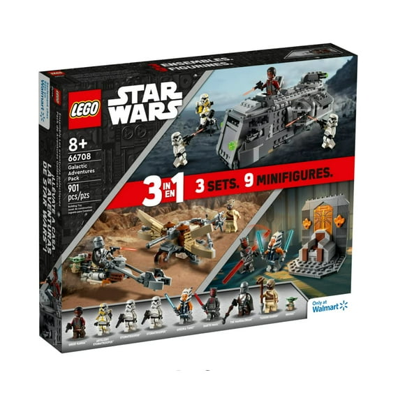 LEGO Star Wars Galactic Adventures 66708, 3-in-1 Building Toy Gift Set: The Mandalorian Trouble on Tatoonie and Imperial Armored Marauder and Clone Wars Duel on Mandalore