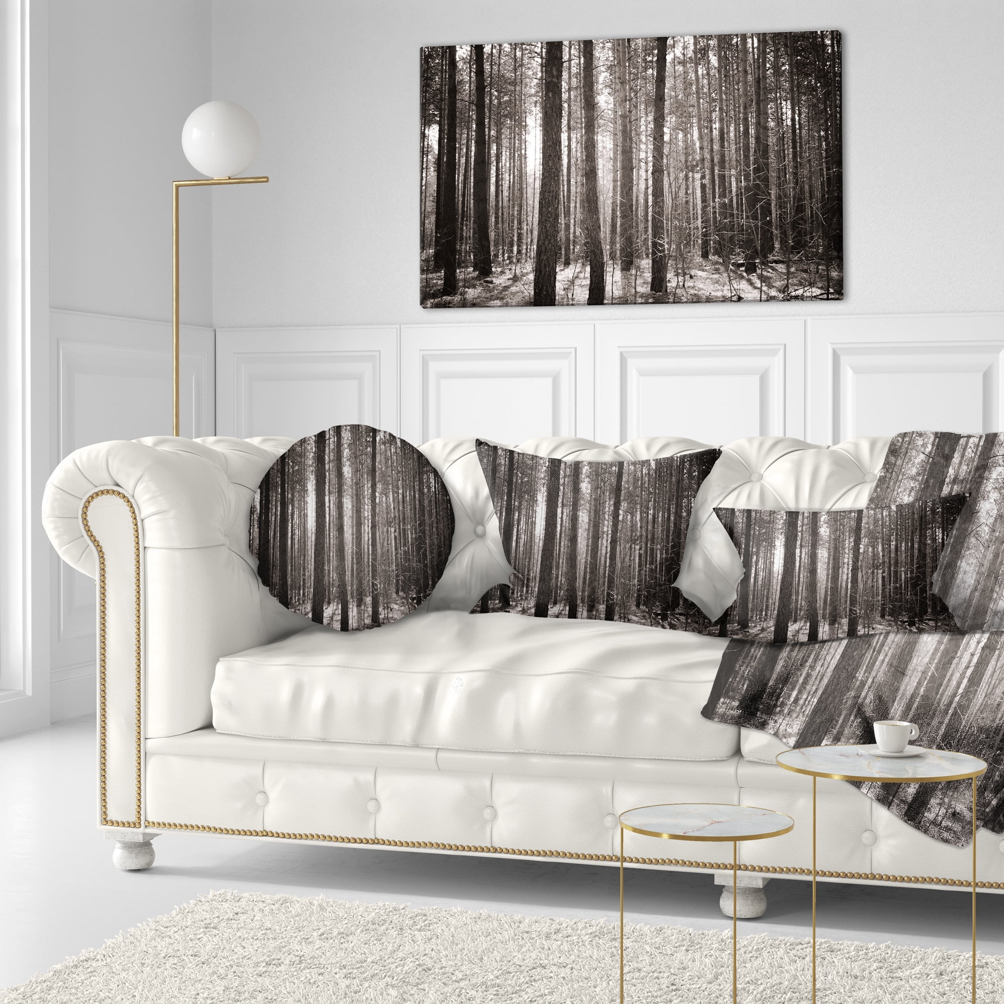 Designart Beautiful Misty Forest in the Autumn - Forest Throw Pillow - 12x20