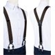 thumbnail image 4 of Tirantes de cuero auténtico con 6 clips para hombre, tirantes elásticos de seda para fiesta de boda de lujo, conjunto de pajarita, correa para pantalones, 4 of 5