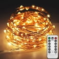 thumbnail image 1 of Cadena de luces LED de alambre de cobre TANGJMXG 100 LED 33 pies 8 modos USB Control remoto, 1 of 5