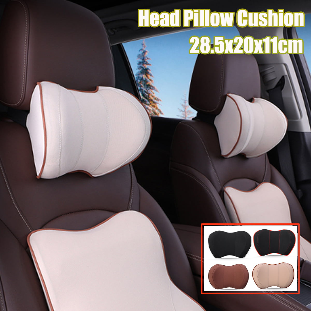 360 ° Back-Forth Rotation Anholi Car Seat Headrest Pillow,Thickening Memory Foam,Roal pal car Sleeping Head Support,Washable Coat,Neck Rest for Kids and Passenger Left-Right Width Adjustable Beige）