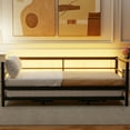 thumbnail image 3 of Newest Twin Size Metal Daybed with LED , Adjustable Trundle, Pop Up Trundle, Black, 3 of 9