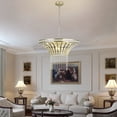 thumbnail image 2 of 8-luz 23.6" ancho cristal candelabra de cascada (bombilla no incluida), 2 of 4
