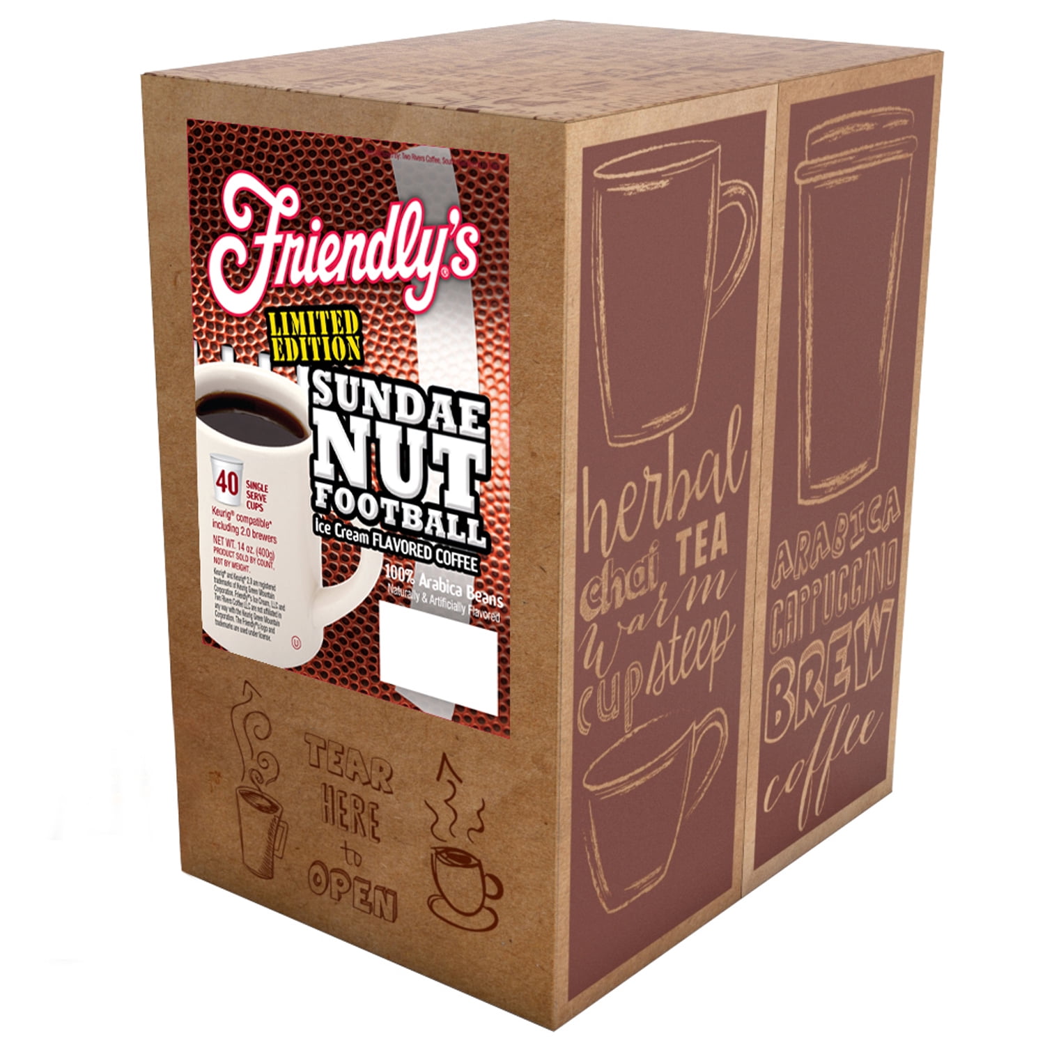 Friendly’s Sundae Nut Football Ice Cream Flavored Coffee Pods for Single Serve Coffee Brewers, 40 Ct