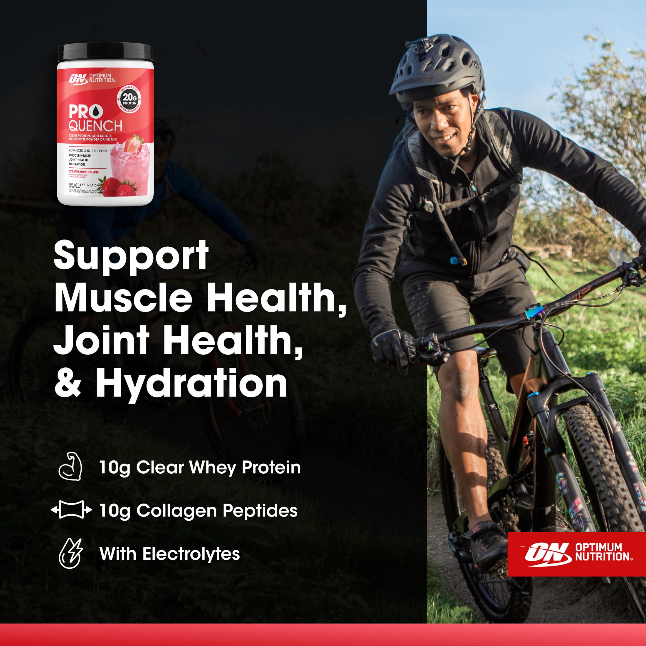 Optimum Nutrition ProQuench Clear Protein Powder, Strawberry Splash, 16 Servings