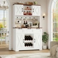 thumbnail image 3 of Homfa 71'' Tall Wine Bar Cabinet with Storage Hutch & 3 Drawers, Farmhouse Coffee Bar Cabinet Wine Rack with Adjustable Shelves for Kitchen Dining Room, White, 3 of 8