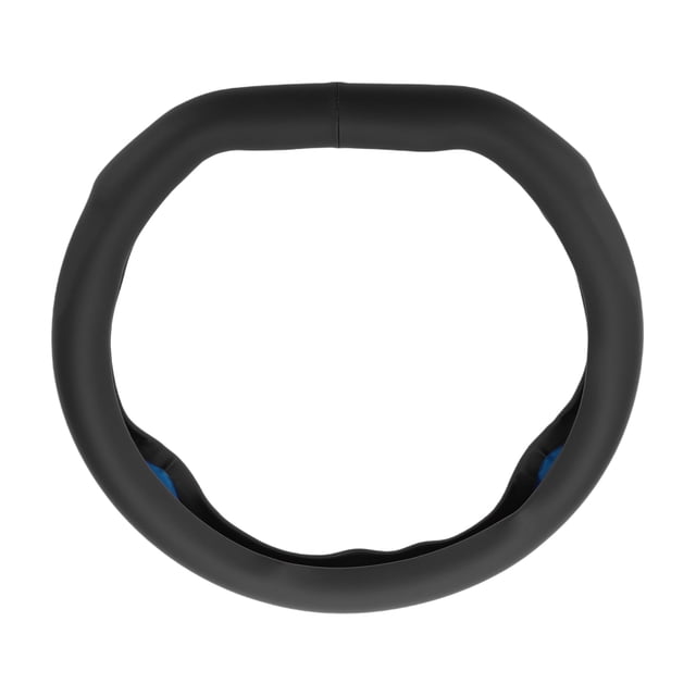 Funda de volante única para automóvil, duradera, en forma de D, de cuero, 1 pieza, negra