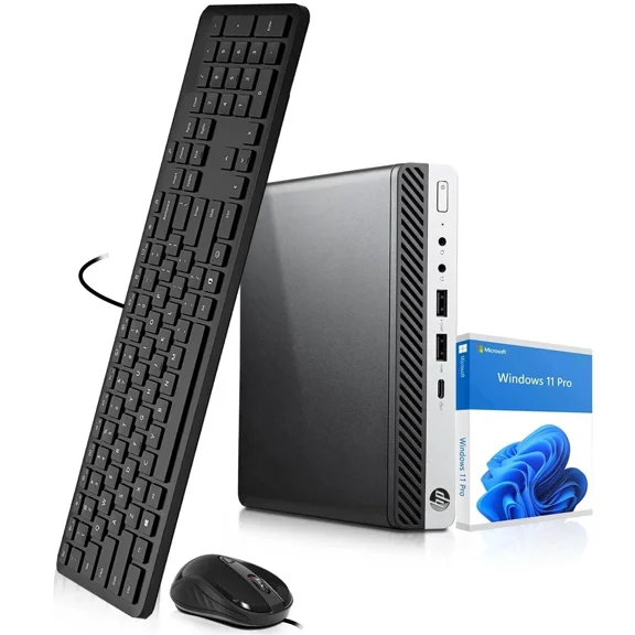 Restored HP 600 G5 Mini Desktop PC, Intel Core i5-9500T Processor, Windows 11 Pro,16GB DDR4 RAM, 1TB SSD, Built-in Wi-Fi, Wireless Keyboard & Mouse, Home & Office Computer