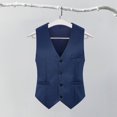 thumbnail image 4 of Joernso Simple Solid Color Men Suit Vest Slim Fit V-neck Sleeveless Single Breasted Leisure Party Bar Banquet Dress Waistcoat Workwear, 4 of 8