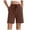 Brown, variant on vigerkar Women's Bermuda Shorts Casual Summer Wide Leg Knee Length Casual Shorts Loose Drawstring Waist Sports Short with Pockets Green, XL