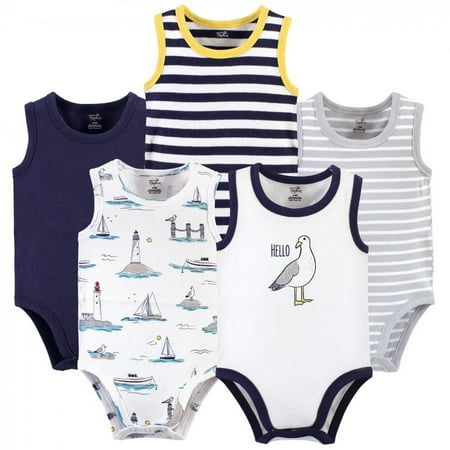 UPC: 0660168633474 | Touched by Nature Baby Boy Organic Cotton Bodysuits 5pk Seagull 9-12 Months