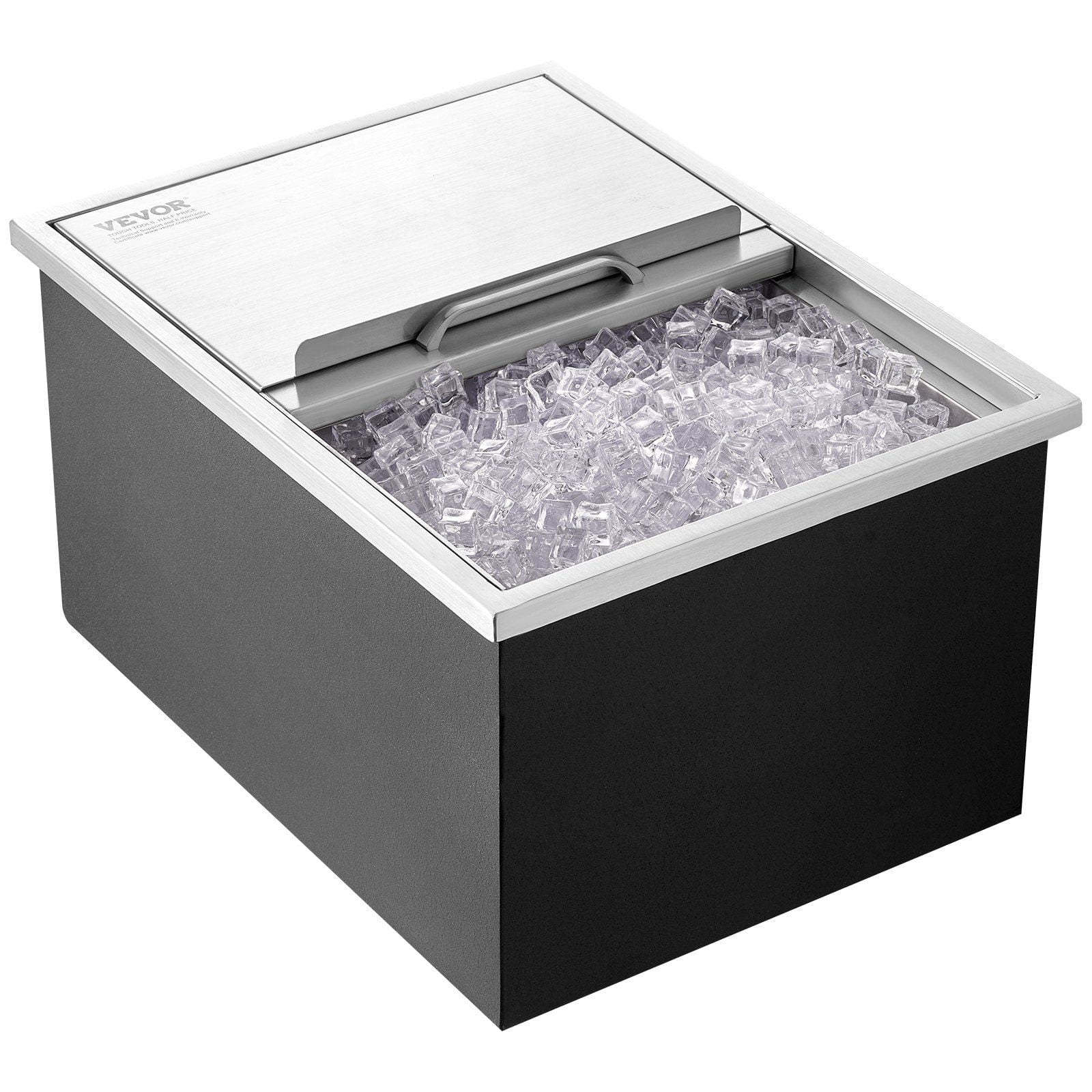 Stainless Steel Ice Chest 40.9 QT, 24"L Commercial Ice Bin with Sliding Cover & Drain Plug, Outdoor Kitchen Cooler for Beer, Wine, Beverages