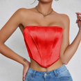 thumbnail image 2 of Xijirk Tank Tops Lace Bustier Corset Tube Top Off Shoulder Clubwear Sleeveless Tank for Party Camisole Tops for Women,RD1,XS, 2 of 5