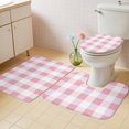 thumbnail image 2 of Pink Plaid Bath Mat 3 Piece Bathroom Rug Set, Spring Farmhouse Buffalo Checkered Non Slip Bath Rug Contour Mat and Toilet Lid Cover, Absorbent Shower Mats Soft Bath Rugs and Mats Sets, 2 of 8