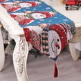 thumbnail image 1 of Mantel de lino y algodón navideño, mantel de granja con muñeco de nieve navideño, mesa familiar de cocina, decoración de fiesta familiar, 1 of 5