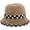 Khaki, variant on CoCopeaunts Mens Bucket Hat Winter Plush Warm Fashion Hundred Women Basin Cap Splicing Checkerboard Lattice Brim Fisherman Hats