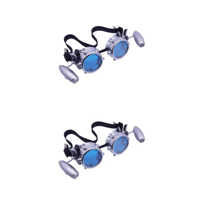 yingyy Lunettes Style Steampunk Uniques avec Vintage Distinctif pour Halloween Rivet Rétro Argent Vif 2 Ensembles