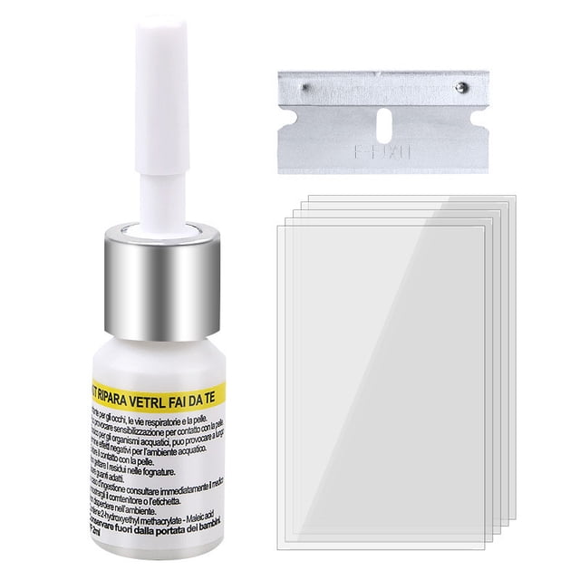 Kit de Reparación de Parabrisas, con Aplicador de Resina, para Astillas, Grietas y Ojos de Buey, Incluye Líquido de Reparación, Espátula y Tarjeta de Avión, 3ml para Reparación de Cristal Automotriz