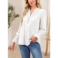 thumbnail image 5 of Corabera Boho Tops for Women Trendy Ruffle V Neck Crochet Tops Long Sleeve Blouses Smocked Flowy Shirts White S, 5 of 7