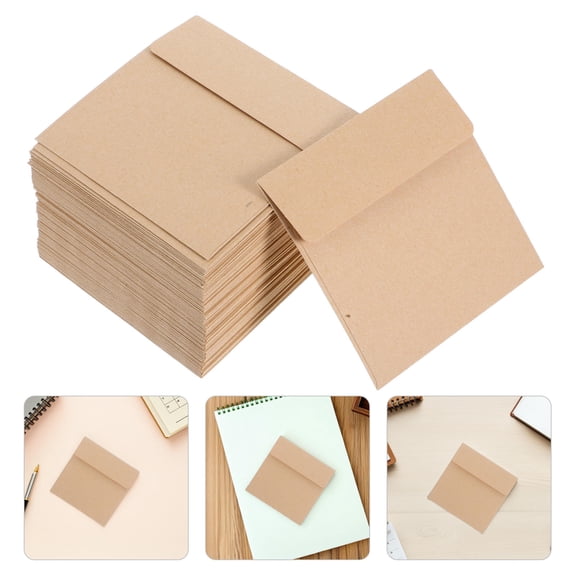 KONTONTY 100Pcs Small Kraft Paper Envelopes in Khaki for Cards Coins and Cash Storage