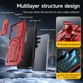thumbnail image 5 of for Samsung Galaxy S25 Ultra Case with 2*Screen Protector, Slide Camera Cover & Kickstand, Lanyard Strap,Military Grade Shockproof Protective Heavy Duty Non-Slip for S25 Ultra Case-6.9'', Matte Red, 5 of 8