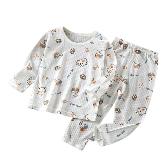 Vividxx Boys Outfits Sets For Kids Summer Long Sleeve Pajama Sets For Home Comfortable Sleepwear Summer Relaxation Solid Color Newborn O-Neck Holiday Dailywear