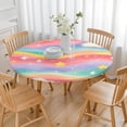 thumbnail image 3 of Dreamy Pastel Wave Pattern Round Fitted Tablecloth with Elastic Edge,Dining Table Cover Waterproof,Outdoor Round Tablecloth for Camping,Dining,Indoor and Outdoor, 3 of 7