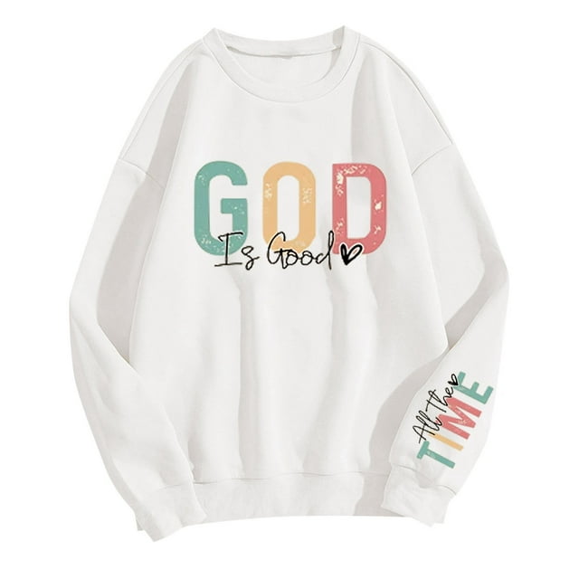 WEAIXIMIUNG Sweat-Shirt pour Femmes Col en V Imprimé Lettre Décontracté à Manches Longues Pull Col Rond Sweat à Capuche