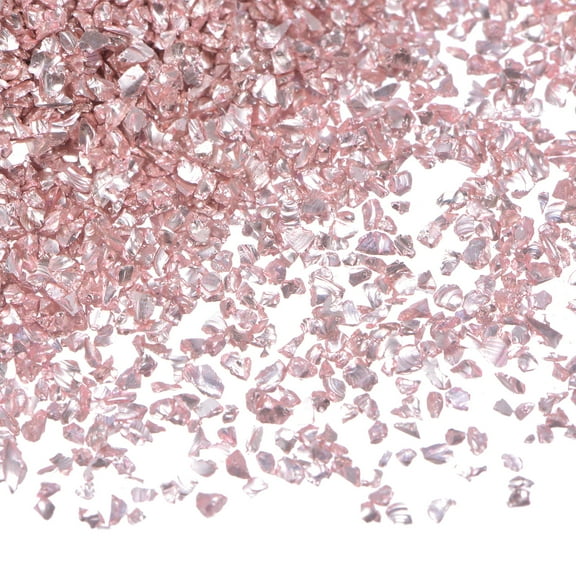 Uxcell 100g Crushed Glass Chips 0.5-2.5mm Irregular Broken Sprinkles Chunky Glass for Crafts DIY Vase Filler, Rose Gold