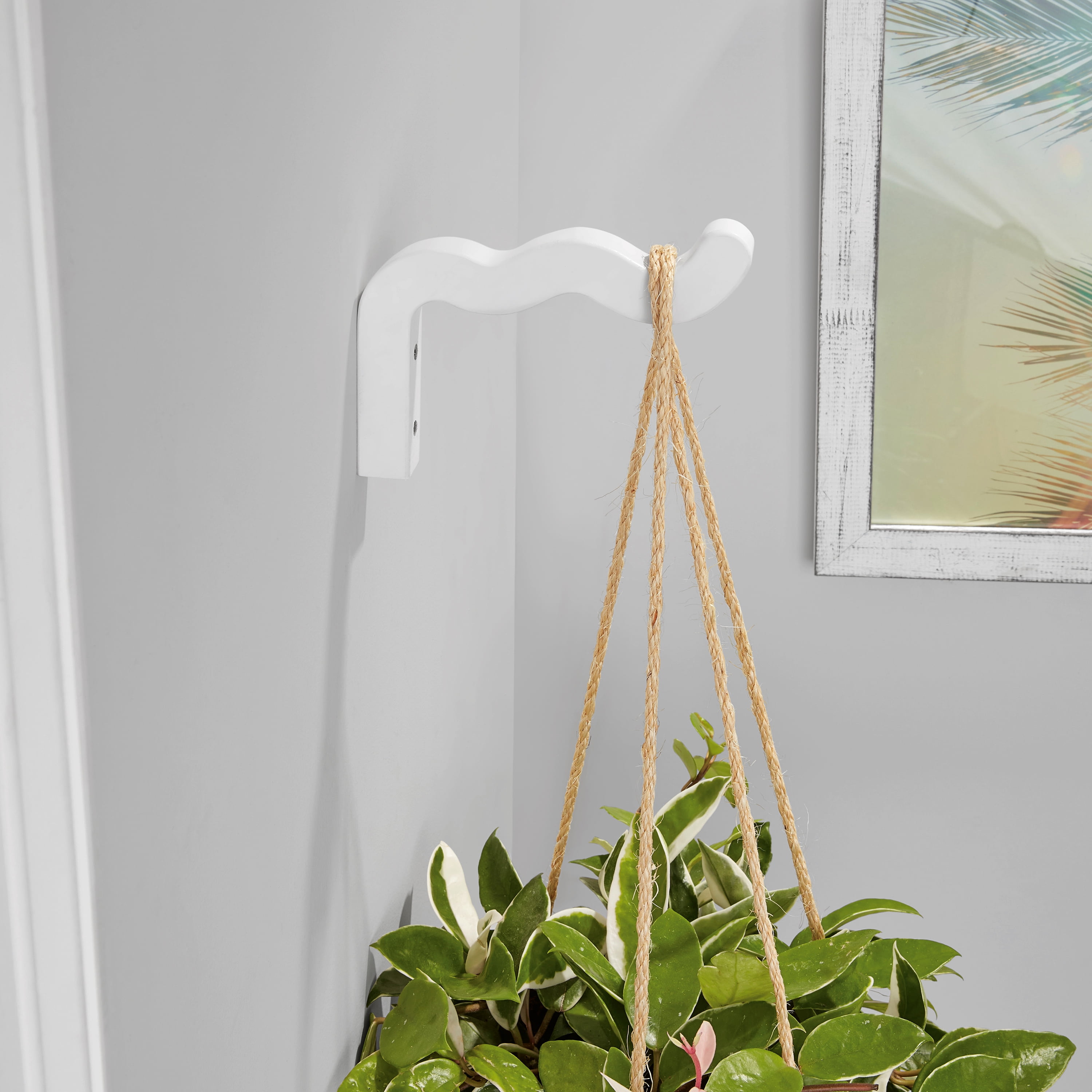 Mainstays 7 inch White Wood Grove Wall Plant Hanger, 1 Pack