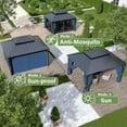 thumbnail image 5 of Kullavik 12'x14' Hardtop Gazebo, Outdoor Double Roof Canopy with Netting and Curtains, Galvanized Metal Frame, Sunshade for Patio, Backyard, Deck and Lawns-Navy Blue, 5 of 6