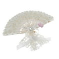 thumbnail image 3 of Folding Fan White Silk Handheld Folded Fan Bridal Dancing Props Wedding Gift Party Favors DIY Decor, 3 of 8