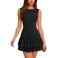 thumbnail image 1 of Minivestido para mujer: falda con volantes de doble capa, vestido sin mangas ajustado, tallas S-XL, 1 of 4