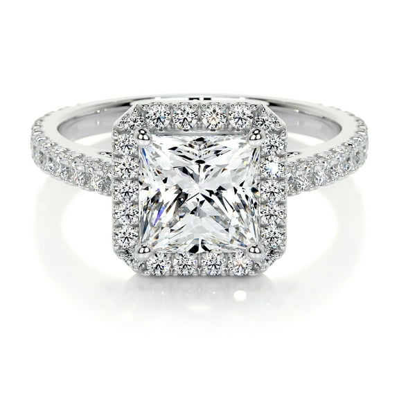 First Jewel Wedding Ring - White Gold Over 14K Silver Diamond Ring - Princess Cut Excellent 1.9 Ct Diamond Rings For Her - Engagement Wedding Diamond Rings for Her - Eternity Band Diamond Rings