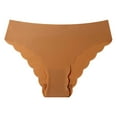 thumbnail image 4 of vigerkar Seamless Underwear for Women Sexy Low Rise Hipster Wave Edge No Show Bikini Panties Womens Cheeky Brown, XL, 4 of 7
