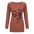 thumbnail image 3 of Mode Femme Décontractée Imprimé Col Rond T-shirt Manches Longues Ample Blouse Pull, 3 of 6