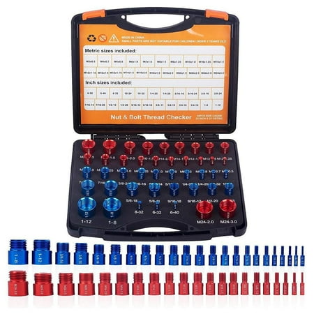 

44 Pcs Nut and Bolt Thread Checker Bolt and Nut Identifier Gauge Box Multipurpose Metric Male/Female Gauges for Detecting Fixed Bolts or Threaded Holes in Enclosed Areas
