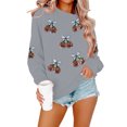 thumbnail image 4 of Peichun Women's Oversized Halloween Sweatshirts Colorful Sequin Fruit Graphic Crew Neck Pullover Tops Vintage Print Drop Shoulder Loose Cozy Fall Winter Hoodless Sweatshirt 1-Grey S, 4 of 4