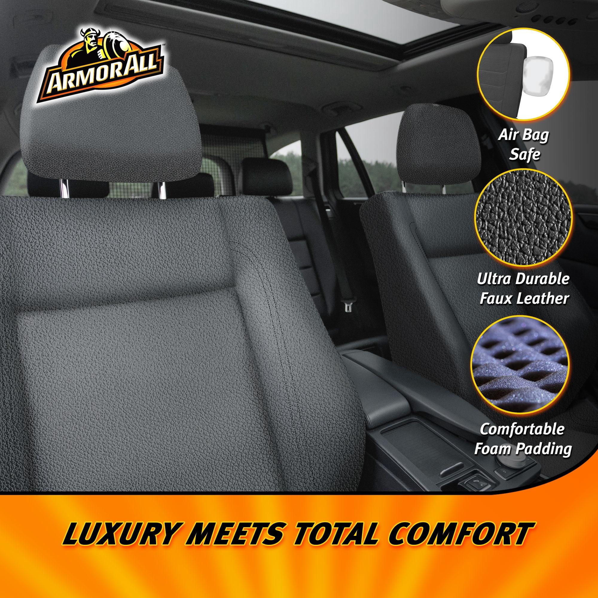 ArmorAll 9 Piece Car Seat Cover Set, Automotive Interior Cover for Car, Truck, Van, SUV - Easy To Clean, Airbag Safe - Composite Leather/Black