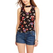 Juniors' Sleeveless Peached Jersey Cut-Out Tank