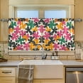 thumbnail image 2 of Yayeee Kitchen Curtains Set of 2 Light Filtering 57"x36" Over Sink Window Panels, Pink Floral Blooms, 2 of 7