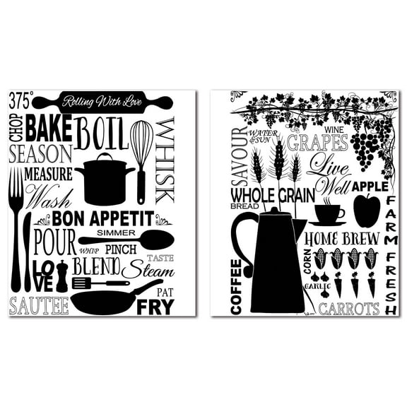 Black And White Culinary Typography Adult Kitchen Decor Set; 2 - 11" x 14" Unframed Posters