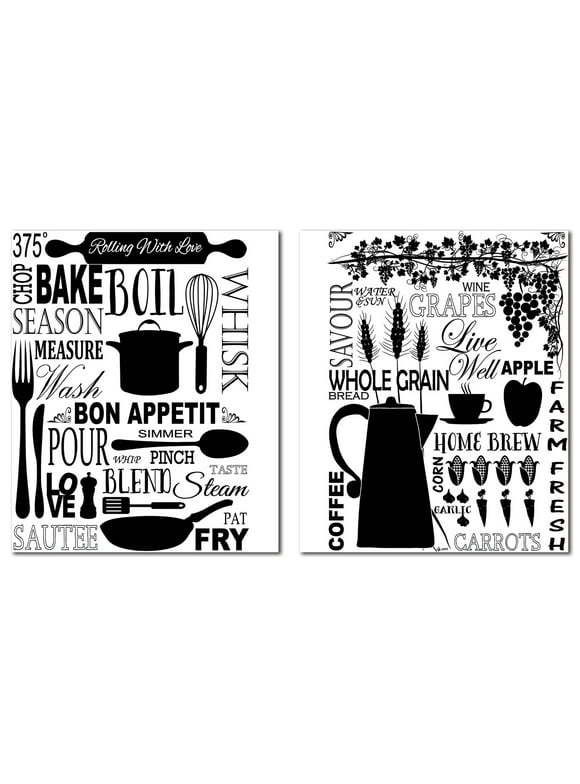 Black And White Culinary Typography Adult Kitchen Decor Set; 2 - 11" x 14" Unframed Posters