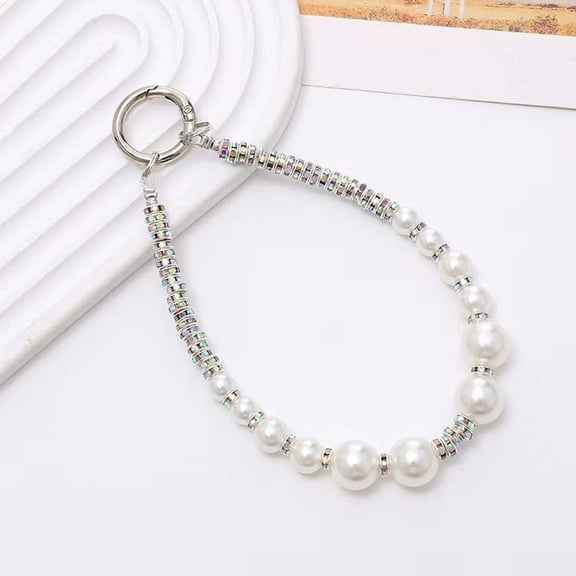 Sunjoy Tech Mobile Phone Wrist Strap Beaded Faux Pearl Phone Lanyard Anti-Theft Hands-Free Bracelet Phone Strap