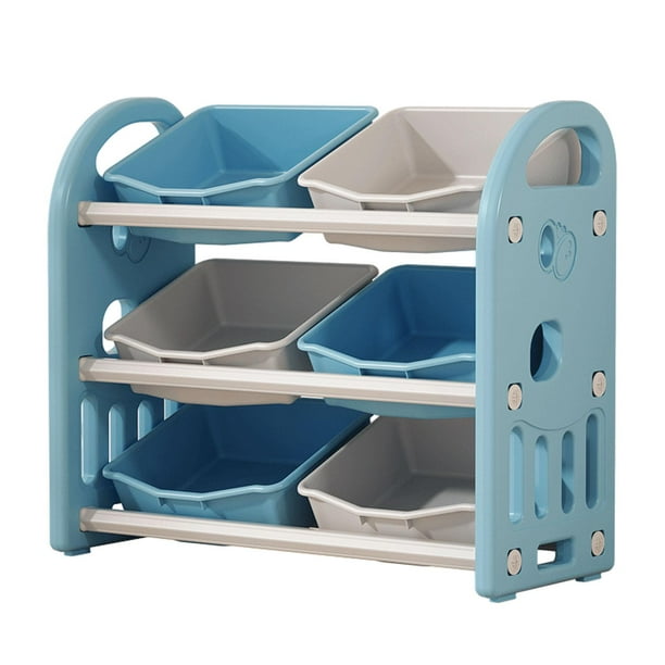 Organizador de juguetes para niños, estante de almacenamiento de juguetes para el dormitorio, libros y juguetes. Azul claro