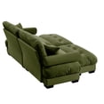 thumbnail image 4 of Oversized Modern Olive Green Velvet Two-Seater Sofa with Ottoman, Round Bolster Armrests, and Decorative Pillows for Reading Room, 4 of 8