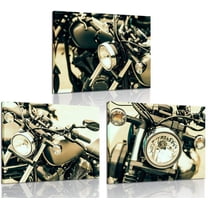 Hieng 3 Piece Canvas Wall Art Vintage Headlight Lamp Motorcycle Poster Art Prints Modern Home Decor and for Mens Bedroom Decor Giftch (only canvas)
