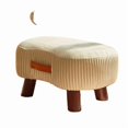 thumbnail image 3 of Reposapiés con asa, reposapiés elegante reposapiés pequeño con patas de madera, reposapiés de tela rectangular para adultos con borde de cascada, 3 of 5