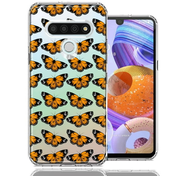 MUNDAZE For LG Stylo 6 Monarch Butterflies Design Double Layer Phone Case Cover